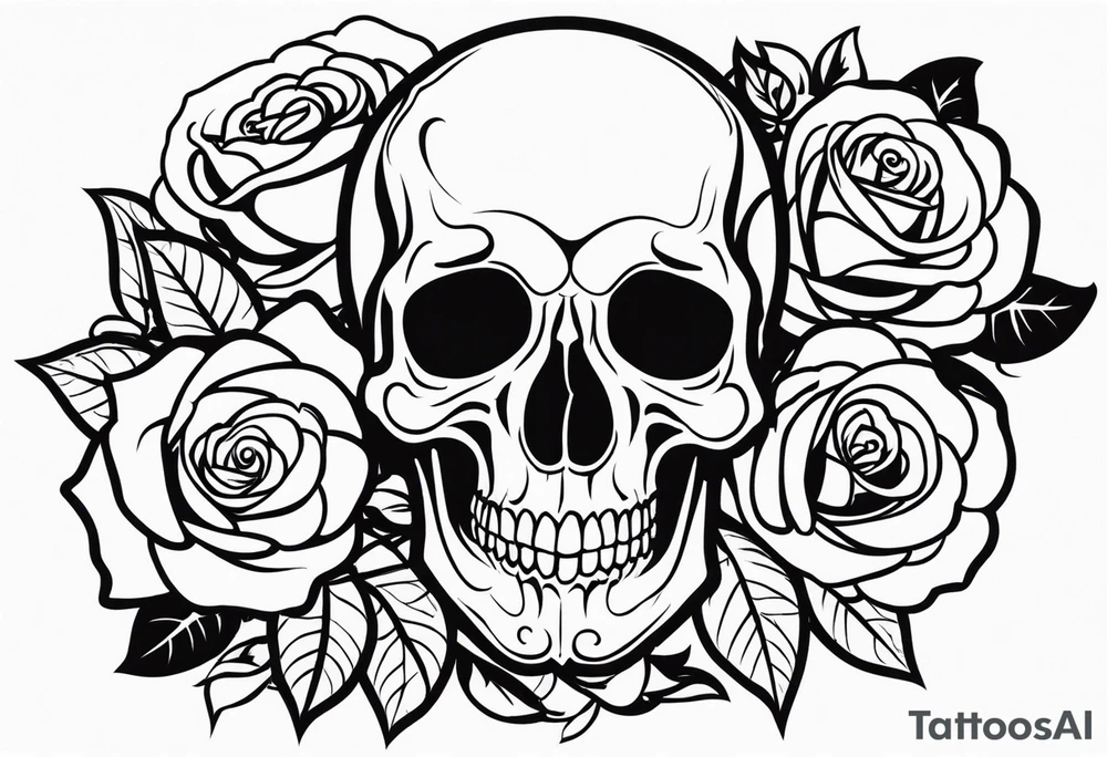 skull and roses tattoo idea