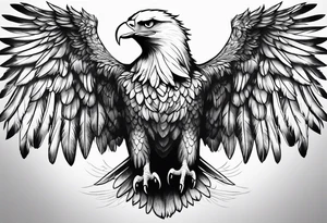 Eagle wings across male upper back and shoulders with detailed feathers, extending a few inches down each arm tattoo idea