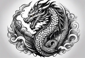 Traditional Dragon full body and smoke tattoo idea