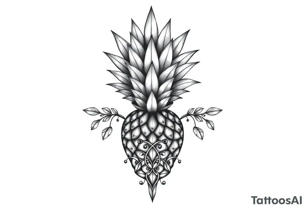 Bushy crown pineapple vagina, design to go over vagina , erotic vagina area design, anus to be at the bottom tattoo idea