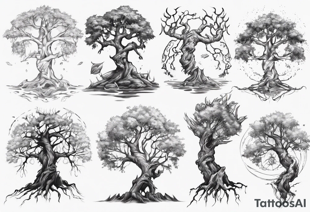 Dying night elf tree tattoo idea