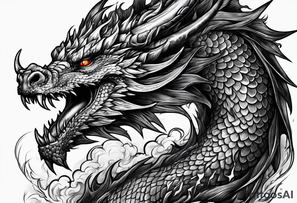A dragon burning in flames tattoo idea