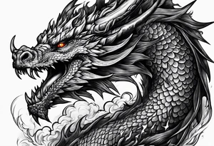 A dragon burning in flames tattoo idea