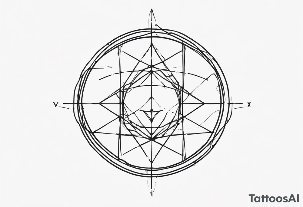 simple, text of scientific symbol big delta inside a thin barbed wire circle tattoo idea