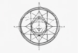 simple, text of scientific symbol big delta inside a thin barbed wire circle tattoo idea