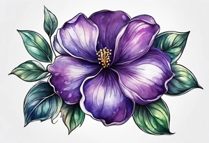 Violet flower made with fingerprint tattoo idea