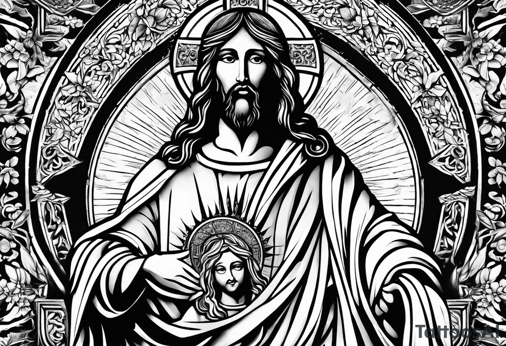 jesus olhando pra cima na cruz tattoo idea