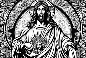 jesus olhando pra cima na cruz tattoo idea