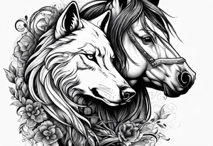 Wolf and horse head tattoo idea