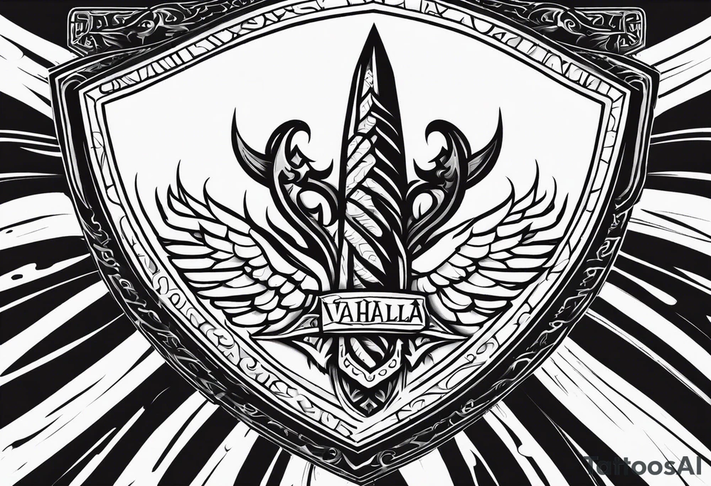 Valhalla sword shield tattoo idea