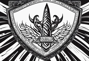 Valhalla sword shield tattoo idea