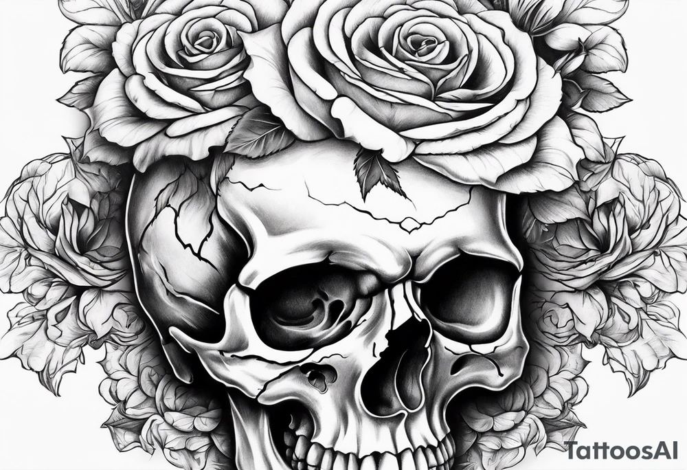 Skull with rose tattoo idea