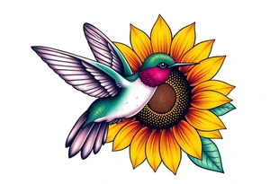 Hummingbird near a sunflower tattoo idea