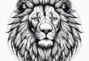 Powerful lion up close with nature in background tattoo idea