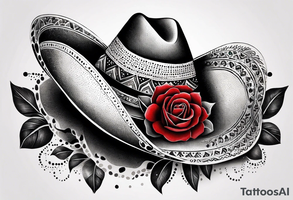 Mexican hat
red rose
day of dead tattoo idea