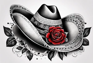 Mexican hat
red rose
day of dead tattoo idea