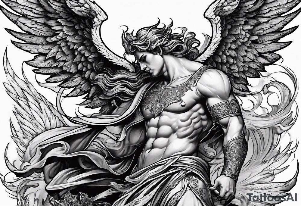 Angel fighting demon tattoo idea