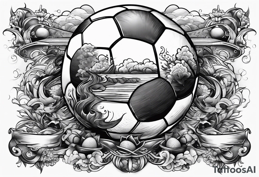 soccer and ocean combination tattoo idea