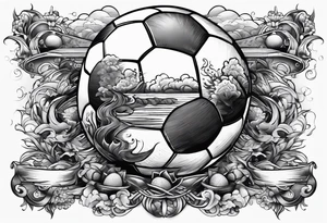soccer and ocean combination tattoo idea