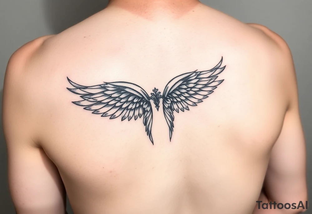 A feminine whimsical wings on forearm shaded greys tattoo idea