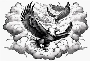 eagle fly through big clouds and thunder tattoo idea