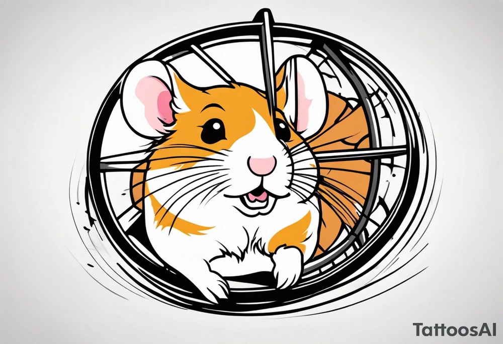 A hamster running in his wheel tattoo idea