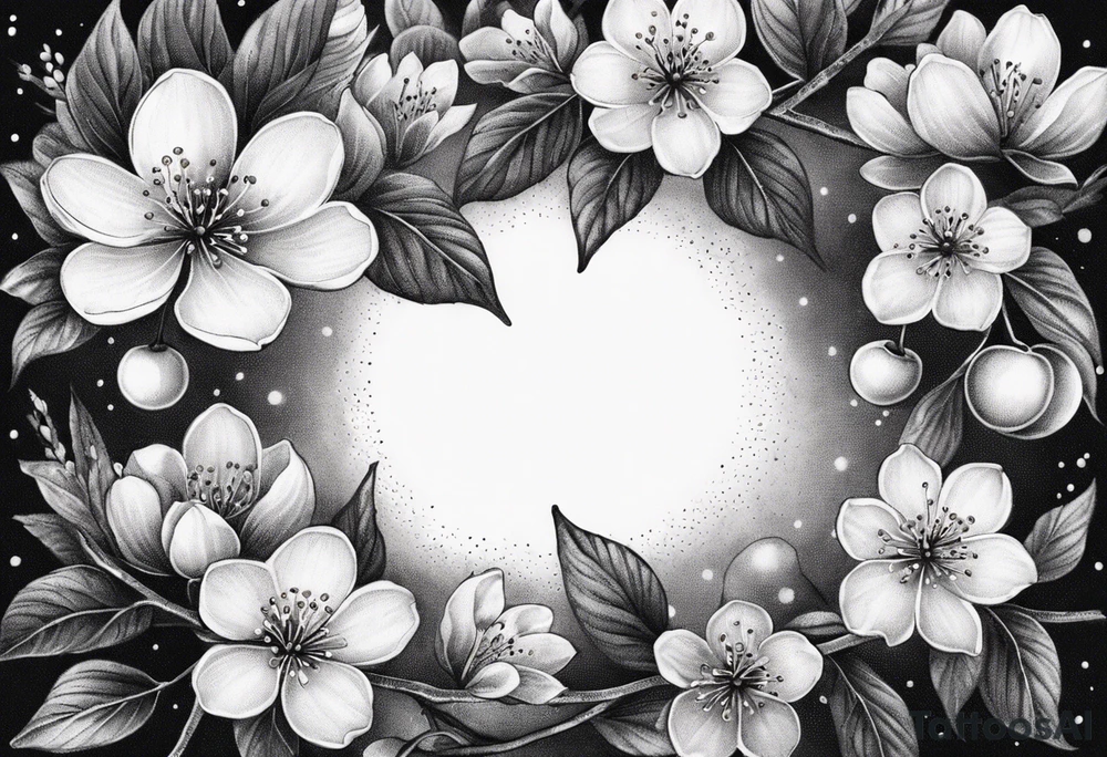 Wreath of cherry blossoms tattoo idea