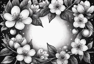 Wreath of cherry blossoms tattoo idea
