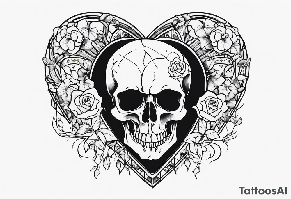 visceral heart fusioned with skull
half heart half skull tattoo idea