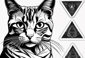 cat inside triangle tattoo idea