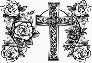 Celtic cross with roses tattoo idea