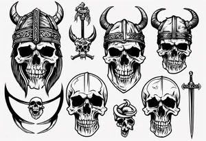 I want a detailed tattoo of a viking head and skeletons with the company name “Viking Customs” incorporated in the design tattoo idea