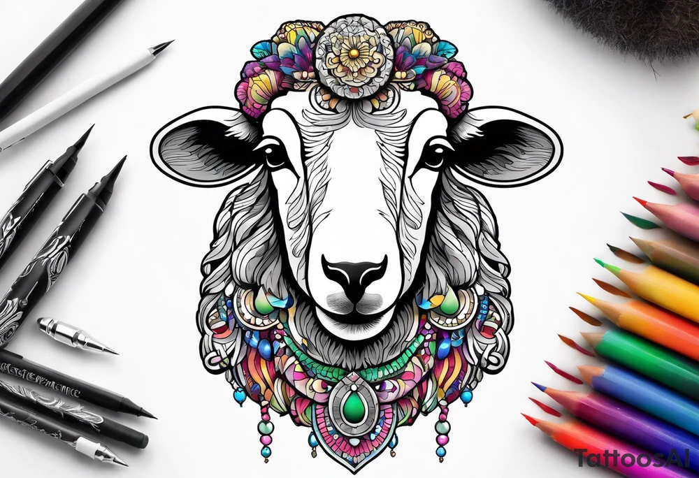 sheep with an earring tattoo idea