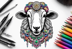 sheep with an earring tattoo idea