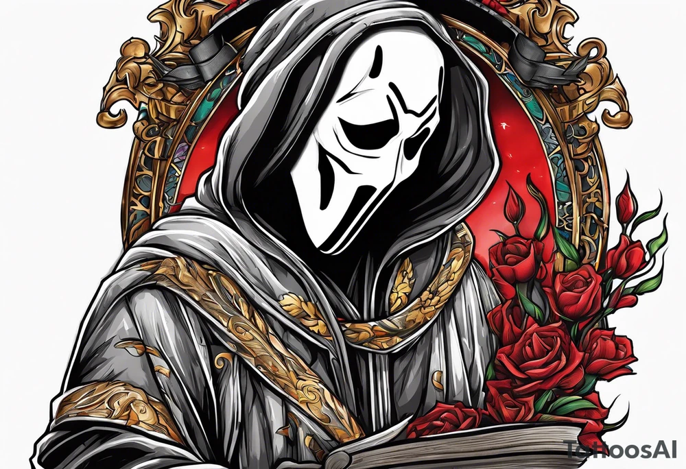 Ghostface holding fliers tattoo idea
