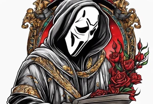 Ghostface holding fliers tattoo idea