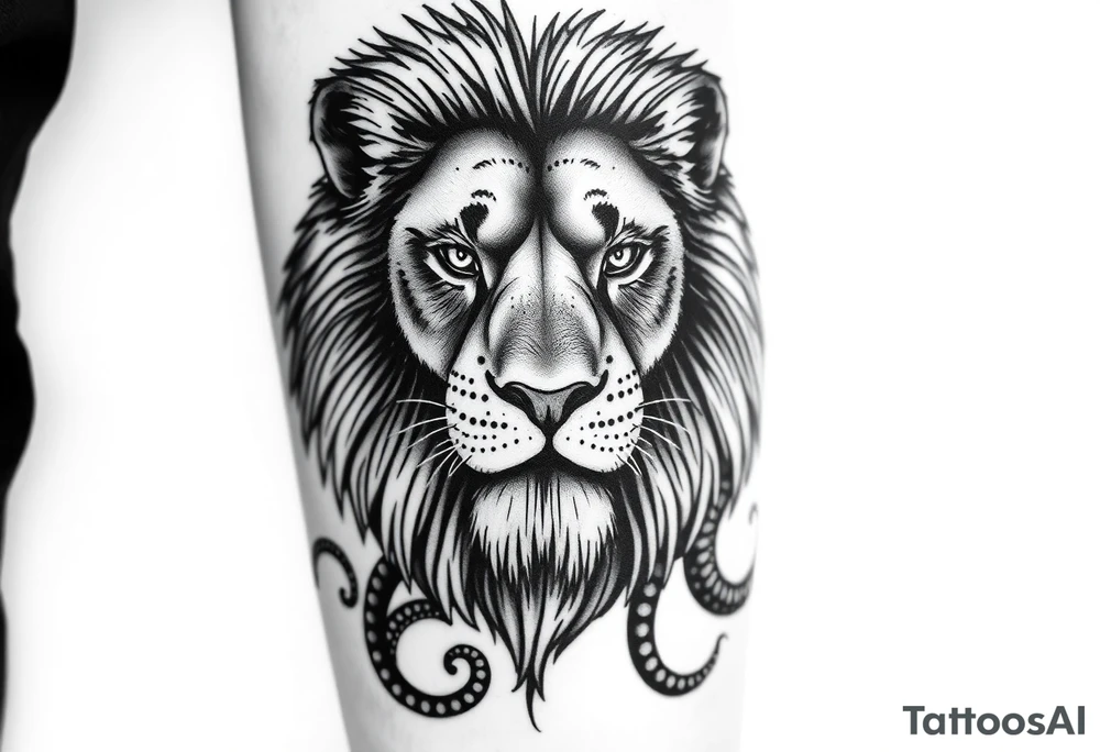 powerful majestic lion, close-up tattoo idea