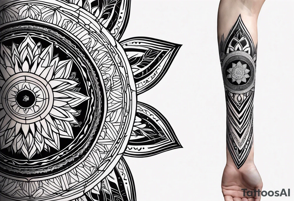 Forearm mandala Jackie name design tattoo idea