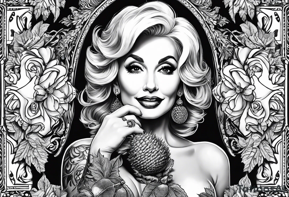 Dolly Parton holding an acorn tattoo idea
