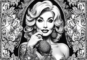 Dolly Parton holding an acorn tattoo idea