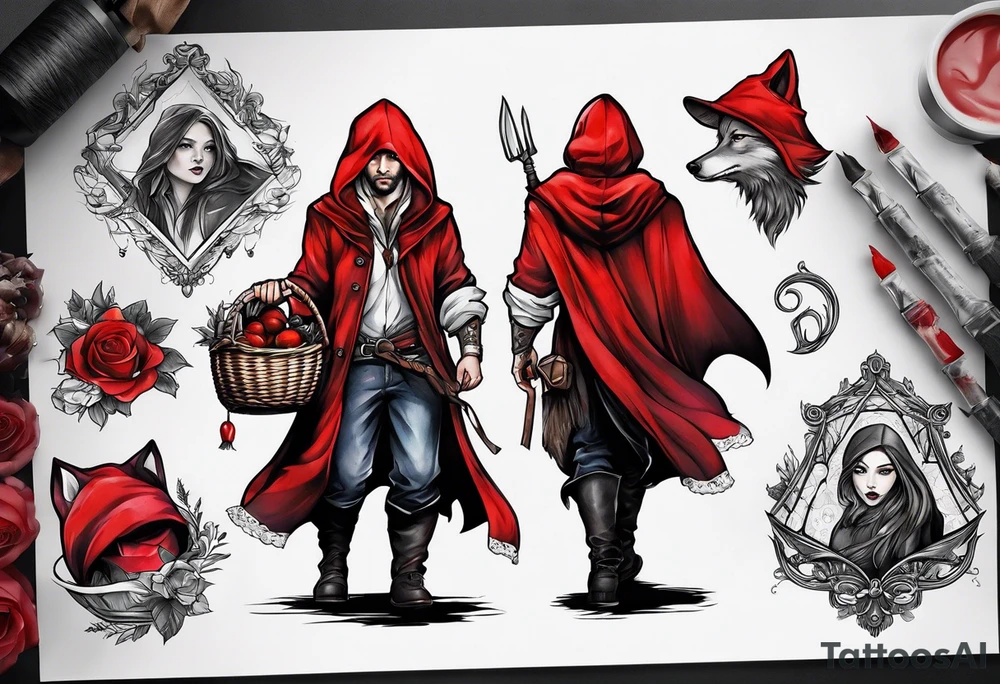 male version of little red riding hood tattoo idea