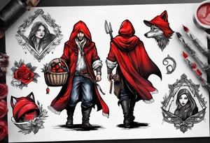 male version of little red riding hood tattoo idea