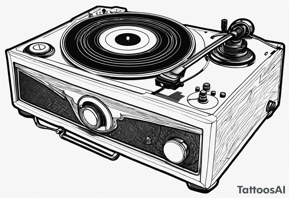 Recordplayer minimalistic fineline drawed in 2D tattoo idea Recordplayer minimalistic fineline drawed in 2D tattoo idea