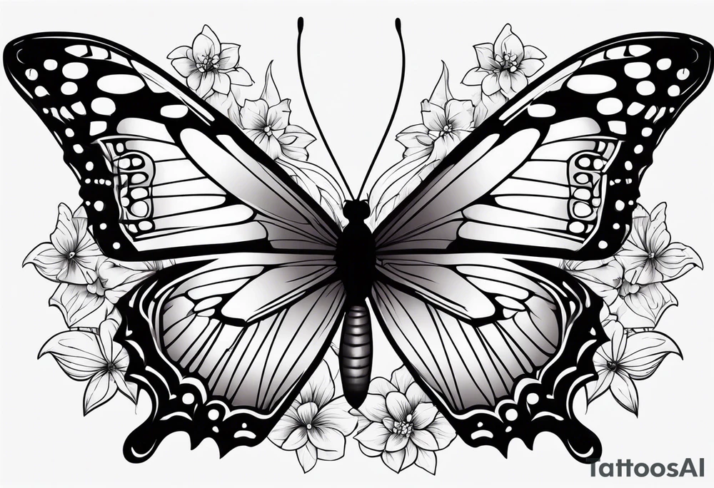 Butterfly flower tattoo idea