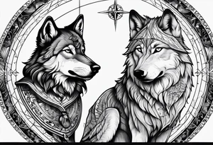 Compass for direction and guidance and a wolf tattoo idea