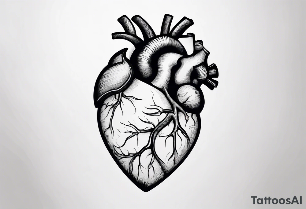 photograph of a human heart as you would see in a human body tattoo idea