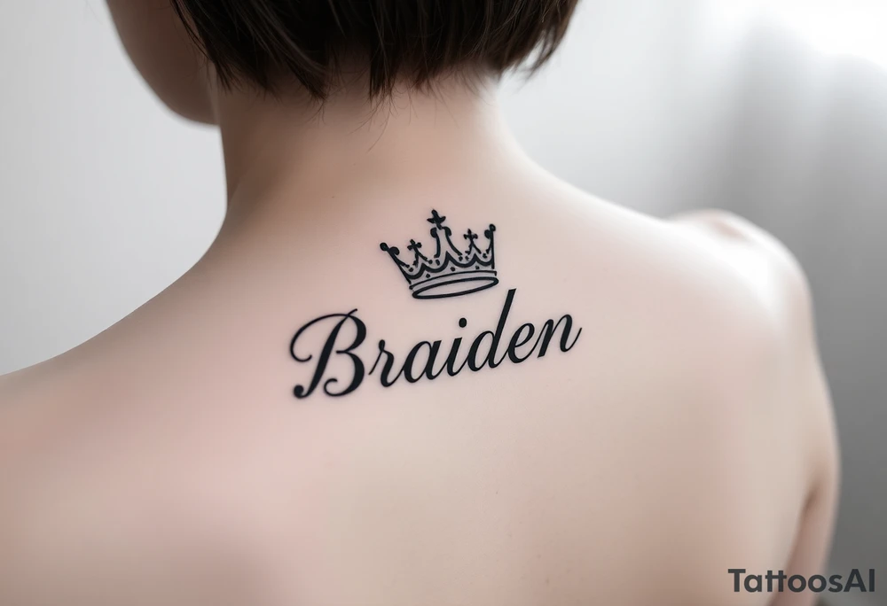 Name Braiden with a kings crown above tattoo idea