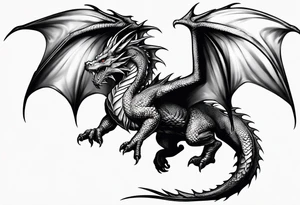 Realistic Medieval dragon climbing tattoo idea