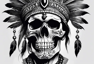 an indian with a skull instead of a face tattoo idea