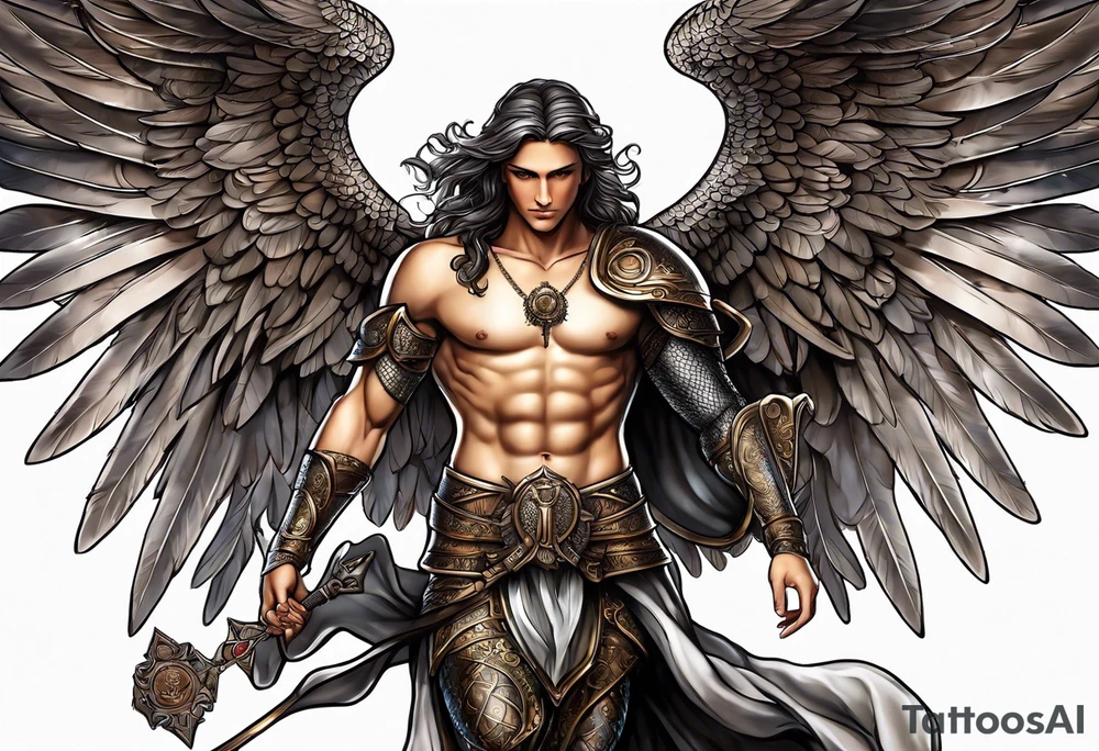 Michael the Archangel with ophanim tattoo idea